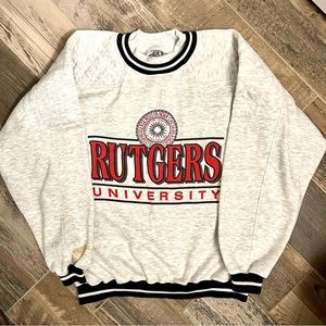 Vintage 90’s Rutgers University Crewneck with Quilted Detail Unisex Size M